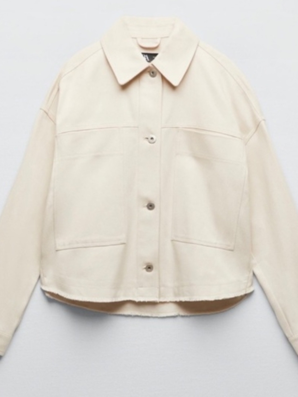 Zara Cream Button-Front Fringe Jacket - Picture 4 of 14